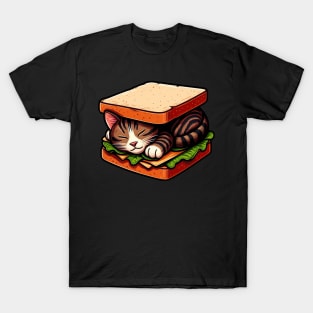 Tabby Cat is Sleeping inside a Sandwich T-Shirt